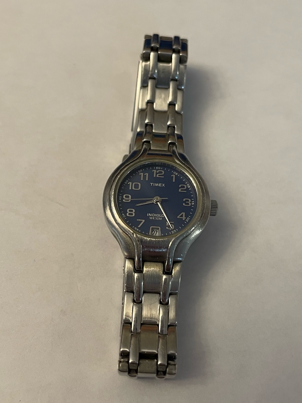 Timex Silver Stainless Steel Watch With Blue Dial